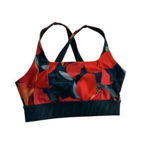 Title Nine/Hakuna Red/Navy Floral Bikini Swim Top Cross back MediumM